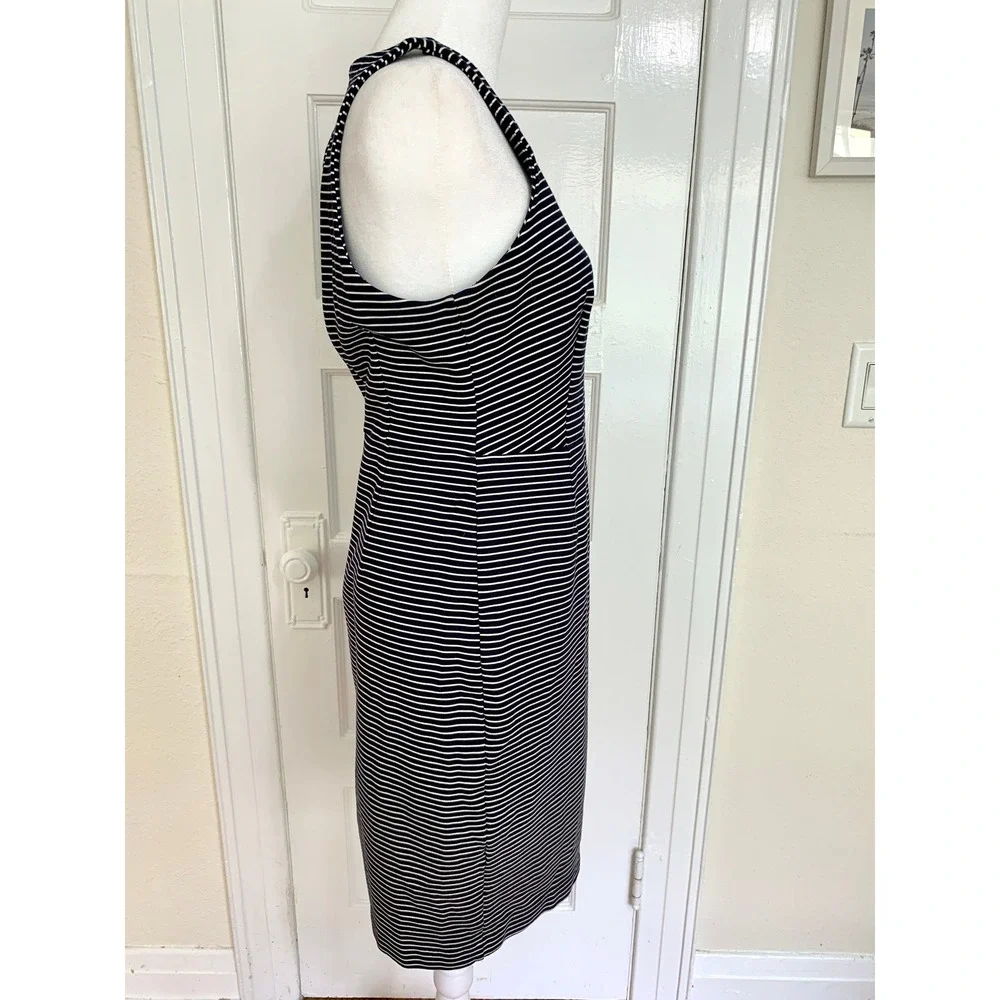Banana Republic Sleeveless Ponte Sheath Dress Navy White Stripe Career Size 6